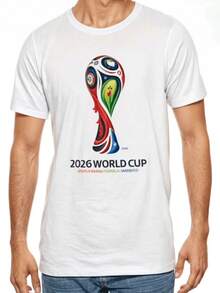World Cup 2026 Football T-Shirt Featuring Modern Trophy Artwork And Global Soccer Style, Perfect Gift For Soccer Fans, Unisex T-Shirt - 白色 - 查看 1