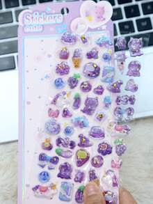 3D Embossed Cartoon Animal Crystal Stickers, Suitable For DIY Phone Case Decoration, Or As Cute And Fun Decorative Stickers To Stick On Water Bottles, Toys, Refrigerators, Phones, And Other Items - Multicolor - View 4