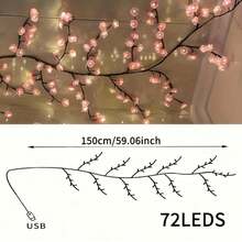 Albero di ciliegio artificiale con luci, adatto per feste, ristoranti, sale da ballo, decorazione da parete, matrimoni, decorazioni natalizie, per creare un'atmosfera domestica - B-Rosa - Visualizzare 9
