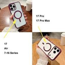 奢華防震馬卡龍色保護殼，支援無線磁吸充電，相容 iPhone 17 Pro、17 Pro Max、Air 及 7-16 系列 A56、A36、A16、A17、A37、A57、A06、A07、S26 Ultra、S25 Ultra - 酒紅色 - 查看 5