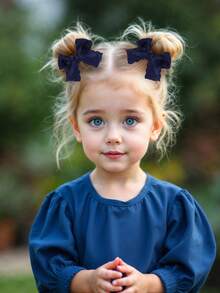 2pcs Navy Blue Lace & Satin Hair Bows For Girls ,Sweet Floral Print Hair Clips , Elegant Hair Styling Accessories ,Alligator Clips ,Hair Accessories For Wedding, Party, Daily Wear & Spring Summer - Multicolor - View 8