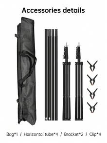 Justerbart svart bakgrundsstativ för fotografering (bakgrundsduk ingår ej), lämplig för rekvisita för fotostudio - Svart - Visa 9