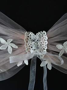 1pc Bride Shawl Short Style, 3D Floral Decor Fashion Women Shawl, Suitable For Party, Wedding, Loose & Comfortable (Shoulder Width Size Details In Image) - Multicolor - View 10