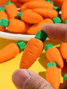 60个装复活节胡萝卜造型迷你橡皮擦，3D可拆卸胡萝卜设计，复活节派对礼物，课堂奖励 - 紅色 - 查看 6