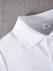 3pcs/Pack Unisex Kids Classic White Short Sleeve Polo Shirts, School Uniform Tops For Back To School, Suitable For Daily Wear, Performances And Group Activities - White - View 6