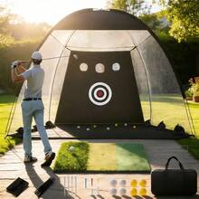 Golf Practice Net With Turf Mat, Complete Backyard Hitting Aid Set, 3-In-1 Training Mat, Target Pockets, Portable For Indoor Outdoor Driving Chipping Swing - Black - View 7