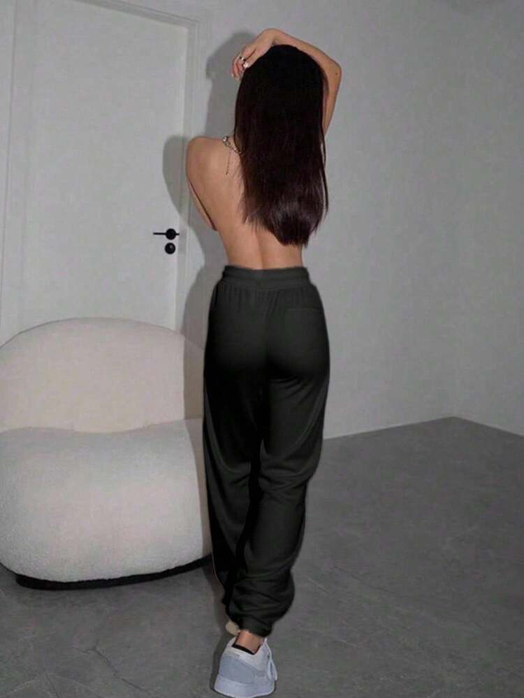 Pantalones cargo de mujer con , para primavera y otoño. Diseño de bolsillo grande con cordón y cintura elástica. Pantalones largos casuales y de uso diario adecuados para actividades al aire  trotar.Pantalones anchos, pantalones holgados(Pantalón ligero, de cintura alta, mezcla de algodón y lino, corte holgado, piernas anchas, material transpirable.) - Negro - Añade 3