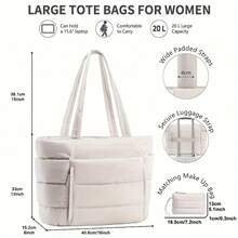 1pc Large 2026 New Women Argyle Handbag Set - Multi-Compartment Organizer With Cup Holder And Laptop Sleeve, Suitable For Commuting, Short Trips, Weekend Getaways, Essential For Spring Travel, Valentine's Day Work Tote, Office Commuter Bag, Minimalist Weekend Travel Bag, Gift For Her - 彩色 - 查看 2