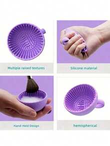 1pc Solid Silicone Makeup Brush Cleaning Bowl, Silicone Makeup Brush Cleaning Mat, Suitable For Cleaning Eyebrow Brush, Blush Brush, Powder Brush, Eyeshadow Brush - A - View 3