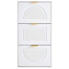 Zapatero estrecho de 3 puertas, zapatero blanco para entrada/salón, medidas: 60 x 24 x 114 cm (antigua referencia N657P285156W) - Blanco - Ver 8