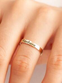 14K Solid Gold Handwritten Name Ring, 10K/18K Personalized Custom Name Ring, Personalized Name Ring For Mother - Multicolor - View 3