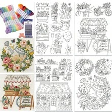 4 Sheets A4 Water-Soluble Embroidery Stabilizers Pre-Printed Fun Patterns Stick & Stitch Paper For Hand Sewing Beginners - A - View 13