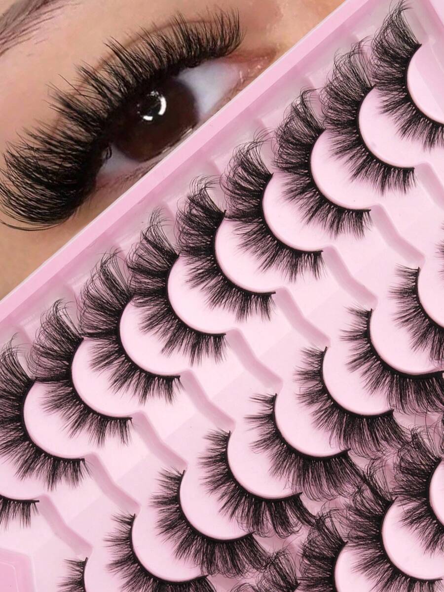 20 Pairs Fluffy, Wispy, 3D Lashes - Foxy Eyes, Elegant & Natural Look, Reusable Eyelashes For Daily Wear, Dates, Parties, Holidays - Fluffy Lashes - View 1