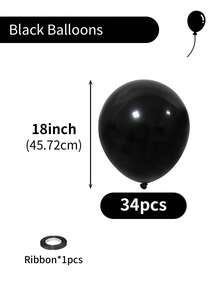 14/34/64/103/163/236个黑色加厚乳胶气球，不同尺寸（18、12、10、5英寸）黑色气球拱门套装，适用于迎婴派对、生日、性别揭晓派对、毕业典礼、结婚纪念日、退休派对、万圣节、新年、赌场游戏、单身派对装饰。 - 黑色 - 查看 24