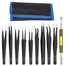 Precision Anti-Static Curved Straight Tweezers 10Pcs/Set Stainless Steel Industrial Repair Tools ESD Tweezers - A - View 11