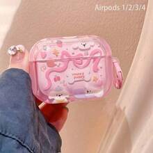 Pink Cartoon Protective Case Suitable Compatible With Apple Wireless Earphone Case, Scratch-Resistant And Shockproof - Clear - View 9