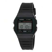 Casio 卡西欧数字手表，标准防水，男士手表，石英经典小方表盘，LED 背光秒表，正装表，常规时间显示，每日闹铃，轻巧便携，男士手表，模拟指针手表，腕表，日常佩戴，生日礼物，周年纪念礼物，情人节礼物 - 黑色 - 查看 2