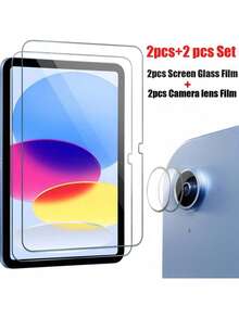 Yezodawee 四合一套装，包含 2 张屏幕保护膜和 2 张摄像头保护膜，兼容 iPad 第十代 10.9 英寸（2022 年款），[兼容面容 ID 和 Apple Pencil]，防窥，超硬钢化玻璃膜，防刮花，无气泡，高清，防指纹，平板电脑屏幕保护膜，兼容 Apple iPad Mini/Air/Pro - 2+2 - 查看 34