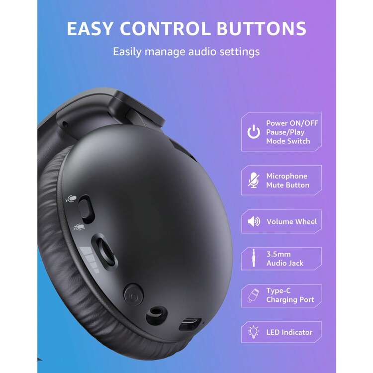 Acinaci BL500 2.4GHz 无线游戏耳机，适用于 PC，蓝牙 5.3 游戏耳机，兼容 Switch、笔记本电脑、智能手机 - 黑色 - 查看 4