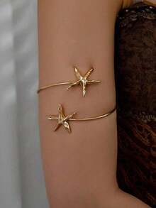 1 pieza Accesorio de brazalete de estrella de mar de estilo de vacaciones de verano para mujer - Dorado - Ver 1