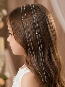 2pcs/Set Girls' Star & Moon Chain Hair Clips & Barrettes Hair Accessories Set - Multicolor - View 10