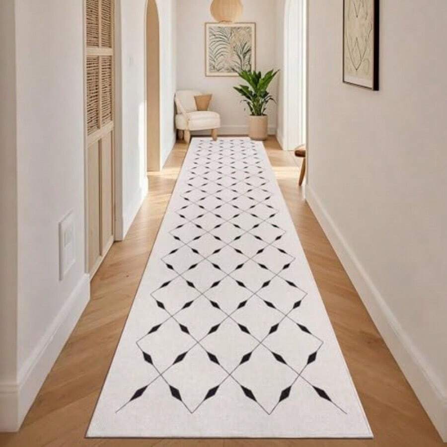 Woven Rug Runner For Hallway Non-Slip 80 X 300 Cm Washable Kitchen Rug Modern Hallway Runner Rug Runner Kitchen Runner Hallway Rug Hallway Rug For Kitchen Entrance Living Room - 80x300cmRectangular - View 1