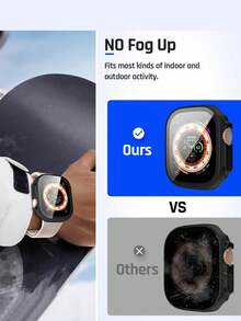 2 片装 3 合 1 钢化玻璃屏幕保护膜，兼容 Series 11/10/9/SE/8/7/6/5/4（40mm/41mm/44mm/45mm/42mm/46mm/49mm），全方位保护，内置钢化玻璃边框，高灵敏度硬质 PC 屏幕保护膜，超薄防刮，全面保护，兼容 - 黑+黑 - 查看 4