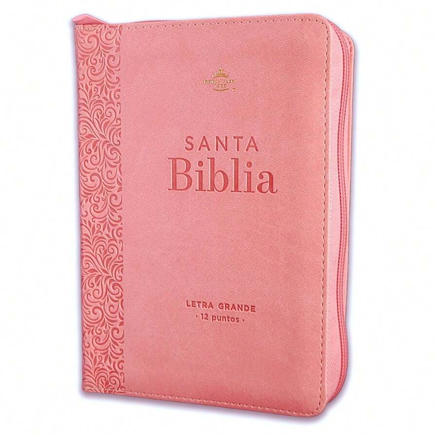 Biblia Con Cierre Portatil Para Mujer Letra Grande 12 Puntos RV1960, Imit Piel Rosa Floral - Single Book - View 1
