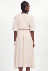 Naf Naf Long Wrap Dress In Lined Viscose Robes Midi Pink Fabric - Pink - View 3