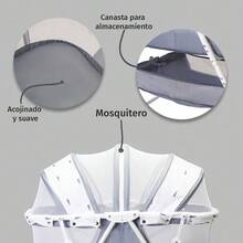 Cuna Moisés Para Bebé P759 Bambineto Plegable Con Base Color Gris - Gris - Ver 2