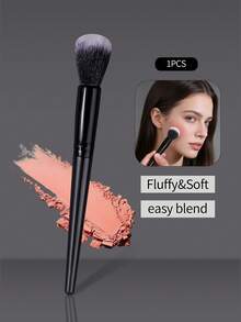 1PC Blush Brush Soft Fluffy Easy Blending For A Natural Flush Daily Makeup - Black - View 4
