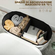 Ghế đôn gấp gọn HOMCOM, ghế dài bọc nhung hiện đại, ghế gác chân có ngăn chứa đồ 72L cho phòng khách và phòng ngủ, kích thước 76x38x35 cm. - trắng - Xem 4