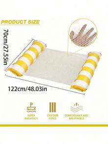 1pc Inflatable Hammock With Net, Foldable Dual-Use Backrest Floating Raft, Water Recreation Lounge Chair Floating Bed Sofa - Multicolor - View 7