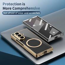 VIETAO Electroplating Transparent Magnetic Wireless Charging Mobile Phone Case Compatible With Samsung Galaxy Z Fold 8 Ultra 7 6 5 4 Fashion Thin Phone Cover Compatible With IPhone Duo With Tempered Glass Screen Protector - Purple - View 5