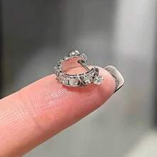 1只不锈钢镶嵌锆石耳环，适合耳软骨、耳廓、耳垂穿孔 - 如圖 - 查看 2