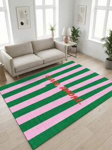 1件装醒目条纹图案地毯，引人注目的文字图案区域地毯，适用于客厅和卧室 - A - 查看 4