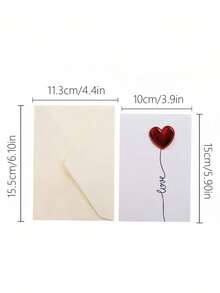 1张情人节贺卡（含信封），3D心形贺卡，感谢卡，感恩节、情人节、生日、结婚纪念日贺卡 - 彩色 - 查看 4