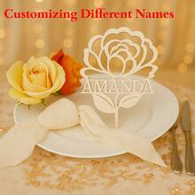 4/12/600 buc Accesorii pentru decor de masă de nuntă, flori de trandafir, design cu inimă dublă, inele pentru șervețele din material PET, suporturi pentru șervețele simple și elegante pentru hotel, nuntă, Ziua Îndrăgostiților, petrecere de ziua de naștere, decorarea mesei de acasă - Formă de trandafir - Vizualizare 4