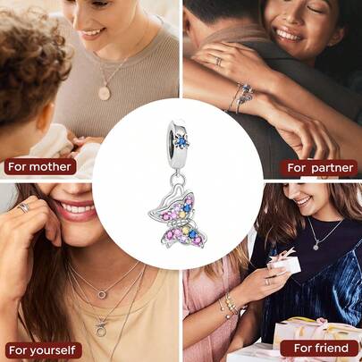 1 mặt dây chuyền hình bướm lấp lánh thời trang, thích hợp để làm vòng tay/vòng đeo tay cho nữ, tự làm trang sức và trang trí hàng ngày.