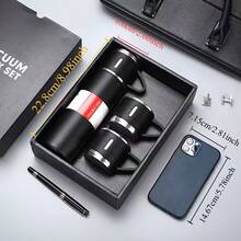 1 Set 3-Piece Stainless Steel Vacuum Insulated Tumbler - 500ml/16.9oz Vacuum Flask With Removable Lid & Sleeve, Ideal For Coffee, Hot & Cold Drinks, School & Office - Multicolor - View 8