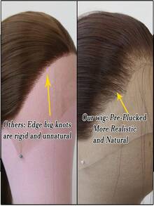 Tóc giả ren phía trước bằng sợi tổng hợp chịu nhiệt mật độ 180% - Dành cho người lớn, kiểu tóc thẳng cơ bản, sợi tổng hợp, vùng ren 13x4 đã được tỉa sẵn, tóc giả dài màu nâu sô cô la chịu nhiệt. - Nhiều màu - Xem 8