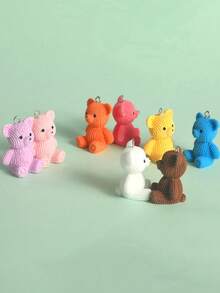 1 Stück süßer Teddybär Schlüsselanhänger Anhänger, gestrickter Teddybär-förmig mit Weinflasche, Weinglas und Herz Dekor, Mini Harz Material, geeignet als modisches Accessoire für Frauen, Haustürschlüssel, Taschendekoration, Kopfhörer Anhänger, Handyhülle Anhänger, Auto Schlüsselanhänger, ideal als Geschenk zu Feiertagen und Geburtstagen - Verschiedenfarbig - Übersicht 5