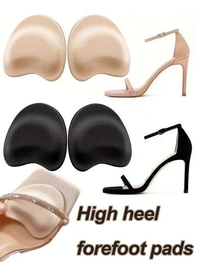 1 Pair High Heel Forefoot Anti-Slip Pads, Made Of Sponge Material For Sweat Absorption And Cushioning Comfort, Suitable For Women With Sweaty Feet, Back To School Supplies, Boots Accessories For Shoes For Women, For Outdoor, Sport, Travel, Household, Office, School