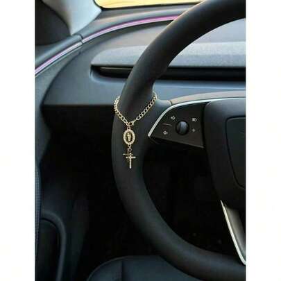 1 Steering Wheel Ornament, Adjustable Length, Simple And Cute, Rosary Car Pendant, Unique And Fashionable Car Pendant.