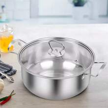 3 Pack Stainless Steel COOKWARE HOB STOCKPOT Pot Casserole Set With Glass LIDS - Silver - View 3