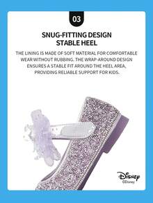 Disney 1 Pair Princess Shoes Collaboration Edition, Suitable For Daily And Outdoor Wear, Comfortable, Non-Slip, Breathable (Children Flat Shoes, Girls Shoes, Princess Shoes, Queen Shoes) - Purple - View 5