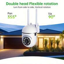 Wireless WiFi Pet Security Camera, Outdoor Weatherproof Camera, 1080P HD, Color Night Vision, Two-Way Audio, 360° Pan/Tilt/Zoom, Motion Tracking And Detection, For Home Security With Spotlight And Siren - Multicolor - View 4