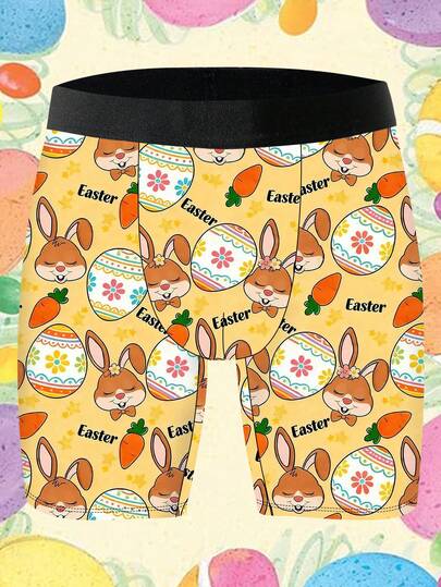 1 طقم من شورتات رجالية مبتكرة، بطباعة أرنب مع جزر وبيض، بنطلون رجالي أمامي مسطح ذو طبعة إبداعية بموضوع عيد الفصح، من قماش مُحبك، قابل للتنفس ومُشرب للعرق، ناعم ولطيف على البشرة، شورتات رياضية وكاجوال رجالية أمامية مسطحة