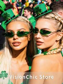 10pcs/Set Fashionable Flame Design Glasses, Suitable For St. Patrick's Day Celebrations, Street Parades, Concerts, Parties, Dancing, Unisex - Multicolor - View 1