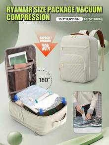 Airplane- Carry-On Backpack With Vacuum Compression System & Pump - Expandable Cabin Bag For Ryanair/, 40x30x20 Tui Design, Heavy-Duty Laptop Computer Bag (39.62cm), Multi-Compartment Travel Backpack - With Vacuum Compression Device - View 7